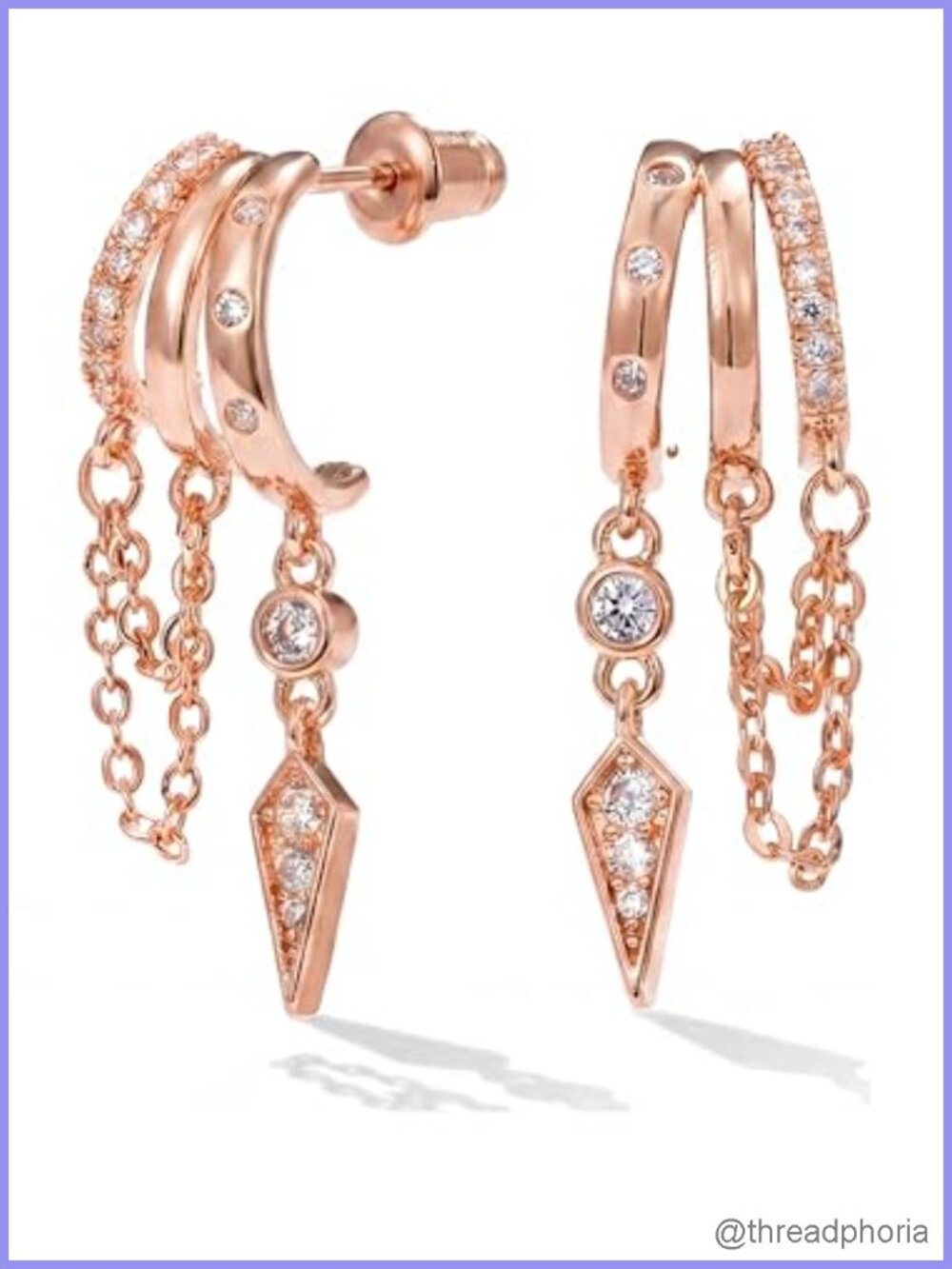 14K Gold Plated Illusion Stud Dangle Earrings for Women